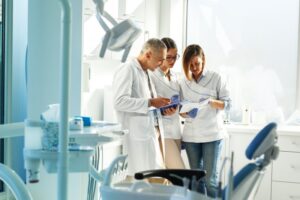 a group of dental assistants chatting 